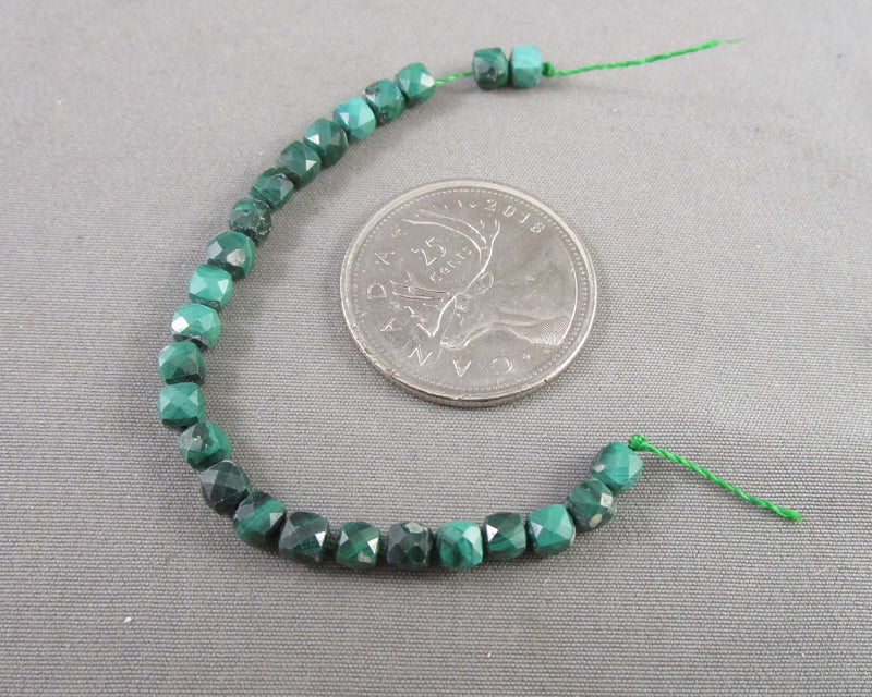 Malachite 4mm Faceted Cube Gemstone Beads C514