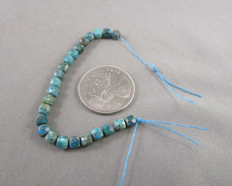 Chrysocolla 4mm Faceted Cube Gemstone Beads C513