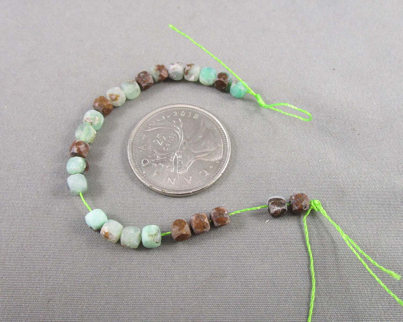 Green Opal 4mm Faceted Cube Gemstone Beads C515
