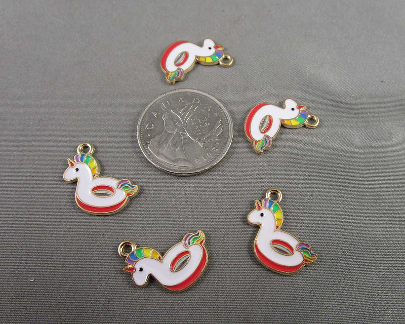 Unicorn Floaty Enamel Charms 5pcs (C499)