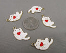 Cat with Heart Enamel Charms 5pcs (C500)