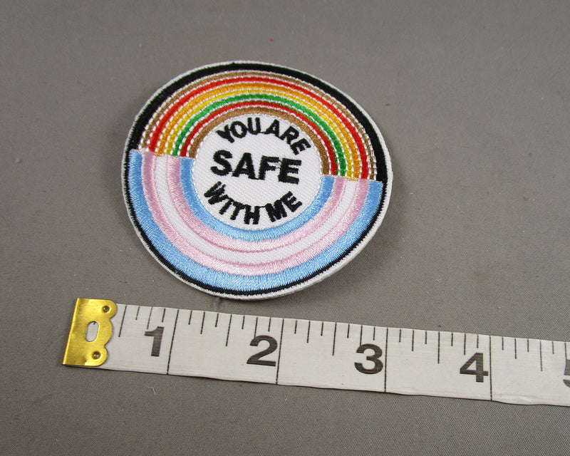"You are Safe With Me" Rainbow Iron on Patch 1pc J257