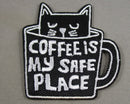 "Coffee Is My Safe Place" Cat in a Mug Iron on Patch 1pc J256