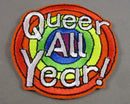 50% OFF!  "Queer All Year!" Rainbow Iron on Patch 1pc J255
