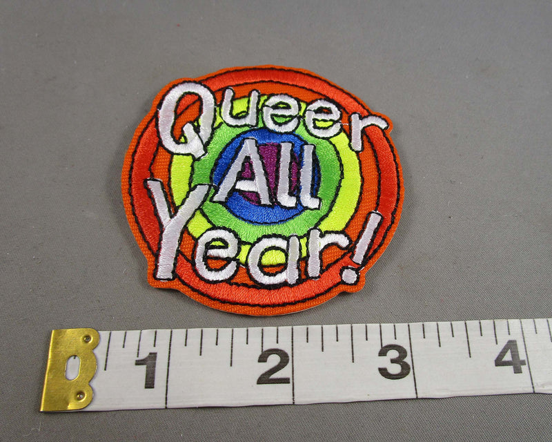 "Queer All Year!" Rainbow Iron on Patch 1pc J255