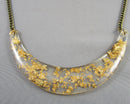 Crescent Moon Gold Leaf Resin Necklace Vintage H034-10