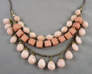 Multi Strand Pink Acrylic Bead Necklace Vintage H034-11