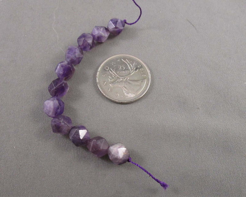 Amethyst Beads Star Cut Faceted 8mm Strand (C108)