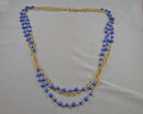 3 Strand Blue Beaded J.Crew Brass Necklace H064-10