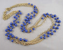 3 Strand Blue Beaded J.Crew Brass Necklace H064-10
