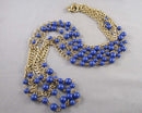 3 Strand Blue Beaded J.Crew Brass Necklace H064-10