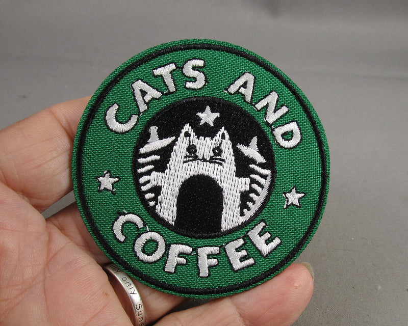 Cats and Coffee Iron on Patch 1pc J263