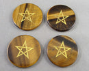 Pentacle Tiger Eye Flat Round Cabochon 1pc 25mm C157