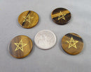 Pentacle Tiger Eye Flat Round Cabochon 1pc 25mm C157