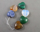 Mixed Stone Heart Beads (Drilled) 15mm 6pcs (C498)