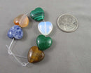 Mixed Stone Heart Beads (Drilled) 15mm 6pcs (C498)