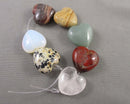 Mixed Stone Heart Beads (Drilled) 15mm 6pcs (C498)