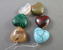 Mixed Stone Heart Beads (Drilled) 15mm 6pcs (C498)
