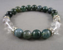 Moss Agate & Quartz Gemstone Bracelet (Vintage) H067-33