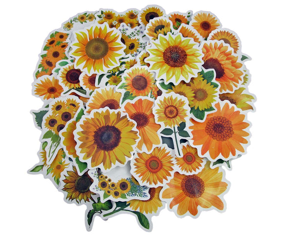 Sunflower Sticker Pack - Waterproof PVC Stickers 50pc J276