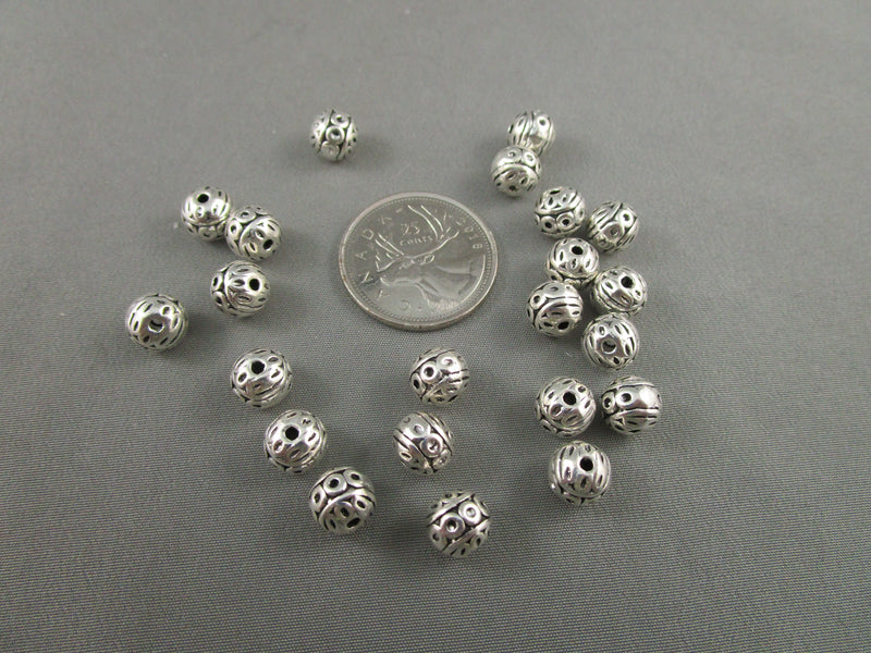 Tibetan Spacer Beads Silver Tone Round 8mm 22pcs C299