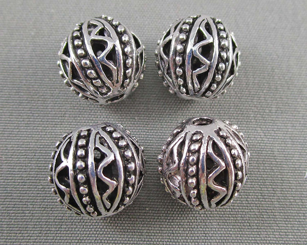 Tibetan Spacer Beads Silver Tone Round 11mm 5pcs C306