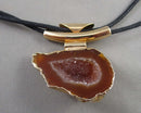 Agate Crystal Geode Pendant Necklace (Vintage) H013-1