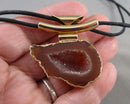 Agate Crystal Geode Pendant Necklace (Vintage) H013-1