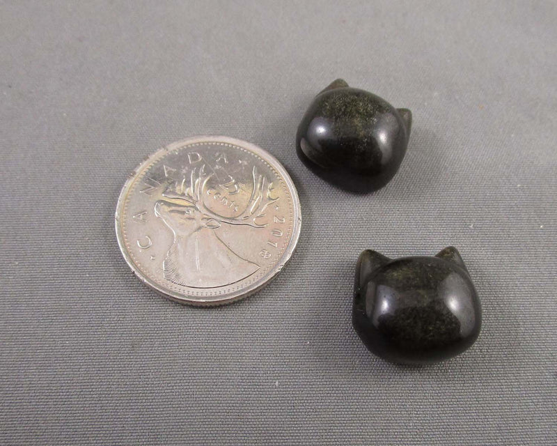 Cat Head Gold Sheen Obsidian Bead (Drilled) 1pc C535