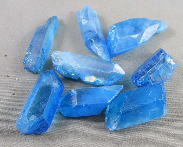 Blue Aqua Aura Quartz Point 1pc Z079