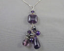Amethyst Gemstone Pendant Necklace (Vintage) H015-2
