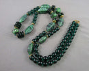 Green Glass Beaded Necklace Vintage H015-9