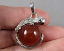 Carnelian Gemstone Lizard Pendant Z052