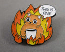 "This is Fine" Cat with Coffee Enamel Pin 1pc (BIN 147)