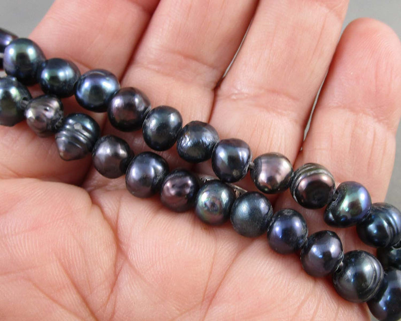 Cultured Freshwater Pearls Drilled (A Grade) Blue  (C080)