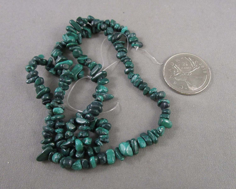 Malachite Beads Chip Strand 15" Med (C524)