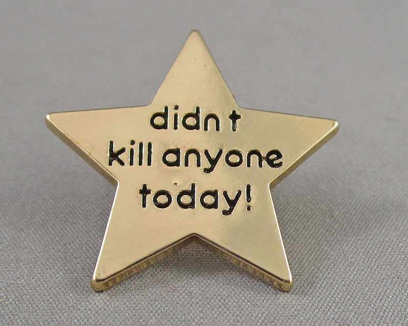 "Didn't Kill Anyone Today" Gold Star Enamel Pin 1pc (BIN 42)