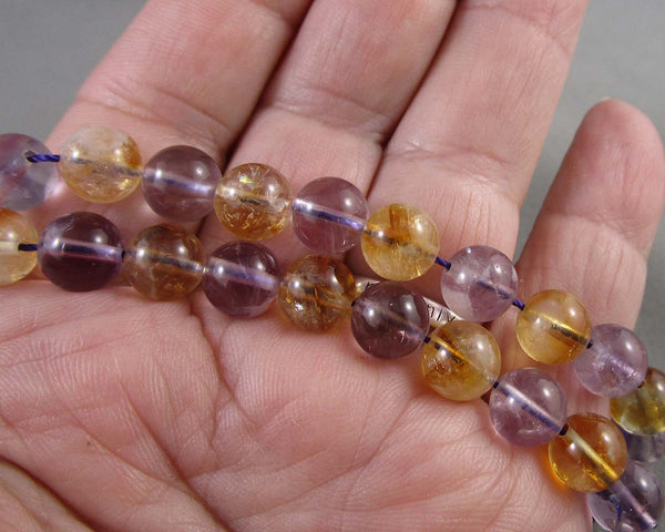 Alternating Citrine & Amethyst Round Beads 8mm Z002