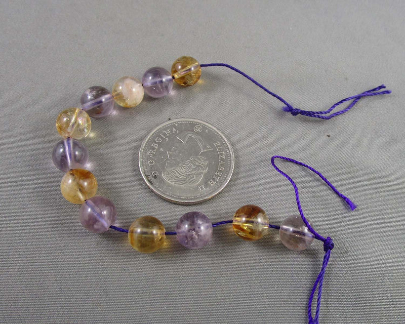 Alternating Citrine & Amethyst Round Beads 8mm Z002