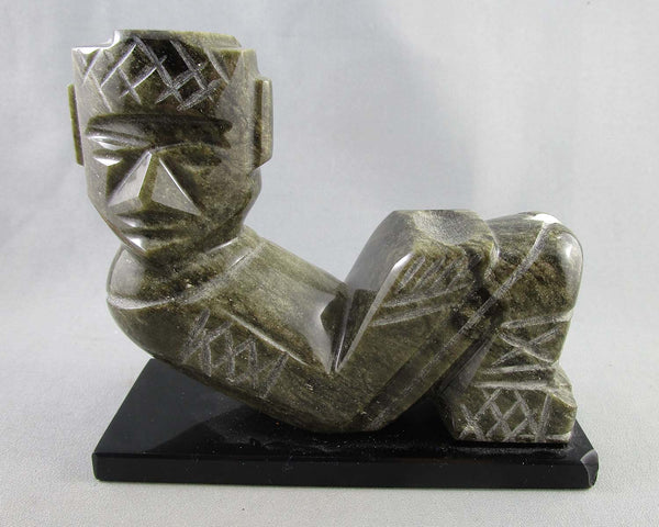 Obsidian Chac-Mool Mayan Statue (Vintage) 1pc