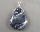 Sodalite Gemstone Pendant 925 Sterling Silver (Vintage) H033-4