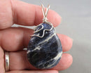 Sodalite Gemstone Pendant 925 Sterling Silver (Vintage) H033-4