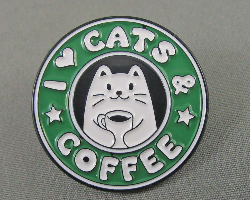 I Love Cats and Coffee Enamel Pin 1pc (BIN 41)