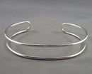 Silver Tone Brass Double Line Bangle Bracelet 1pc C562
