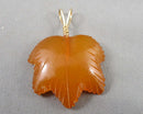 Amber Gemstone Leaf Pendant 14KGF (Vintage) H040-2