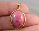 Pink Rhodonite Gemstone Pendant (Vintage) H040-5