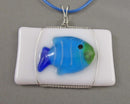 Lampwork Glass Fish Pendant Necklace (Vintage) H040-7