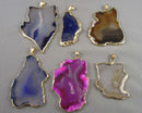 You Choose! Gold Trim Agate Slice Pendant