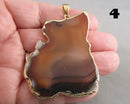 You Choose! Gold Trim Agate Slice Pendant