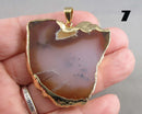You Choose! Gold Trim Agate Slice Pendant